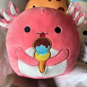 Archie axolotl squishmallow with ice cream